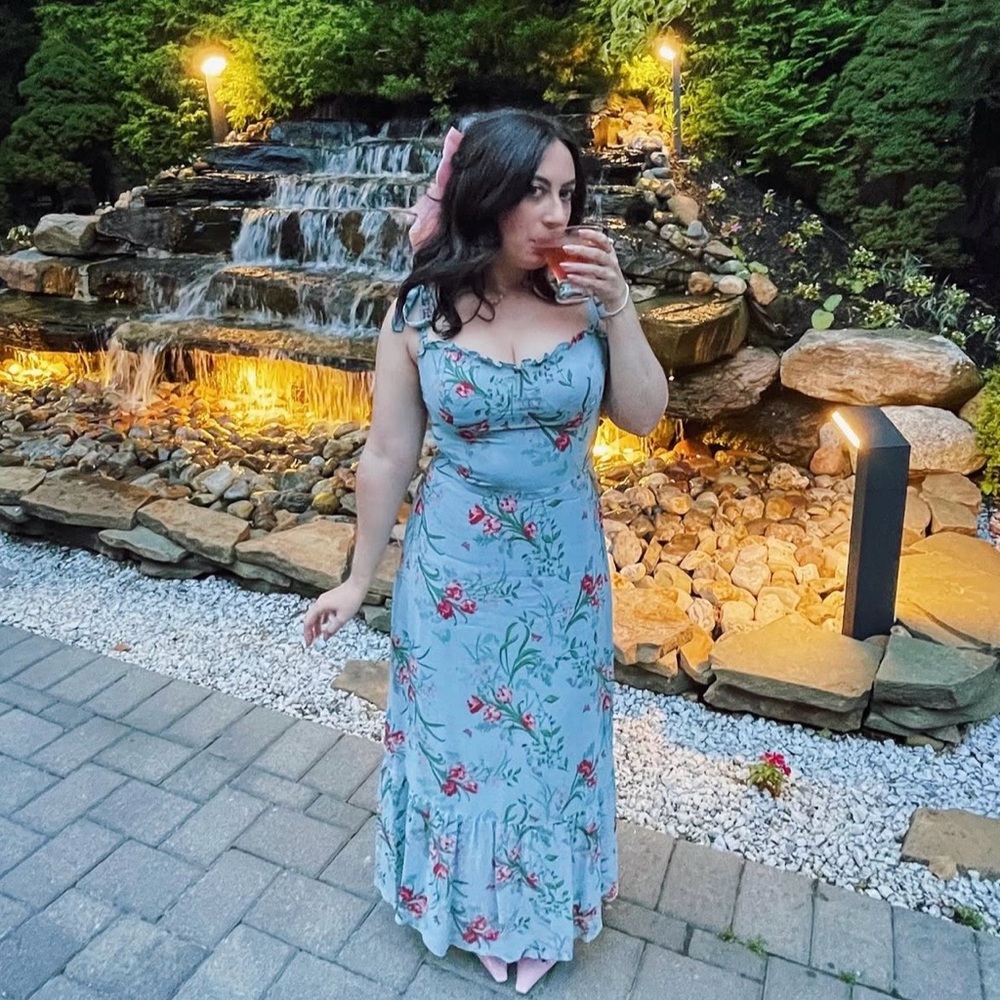 Reformation Nikita Dress in Leona Floral Blue